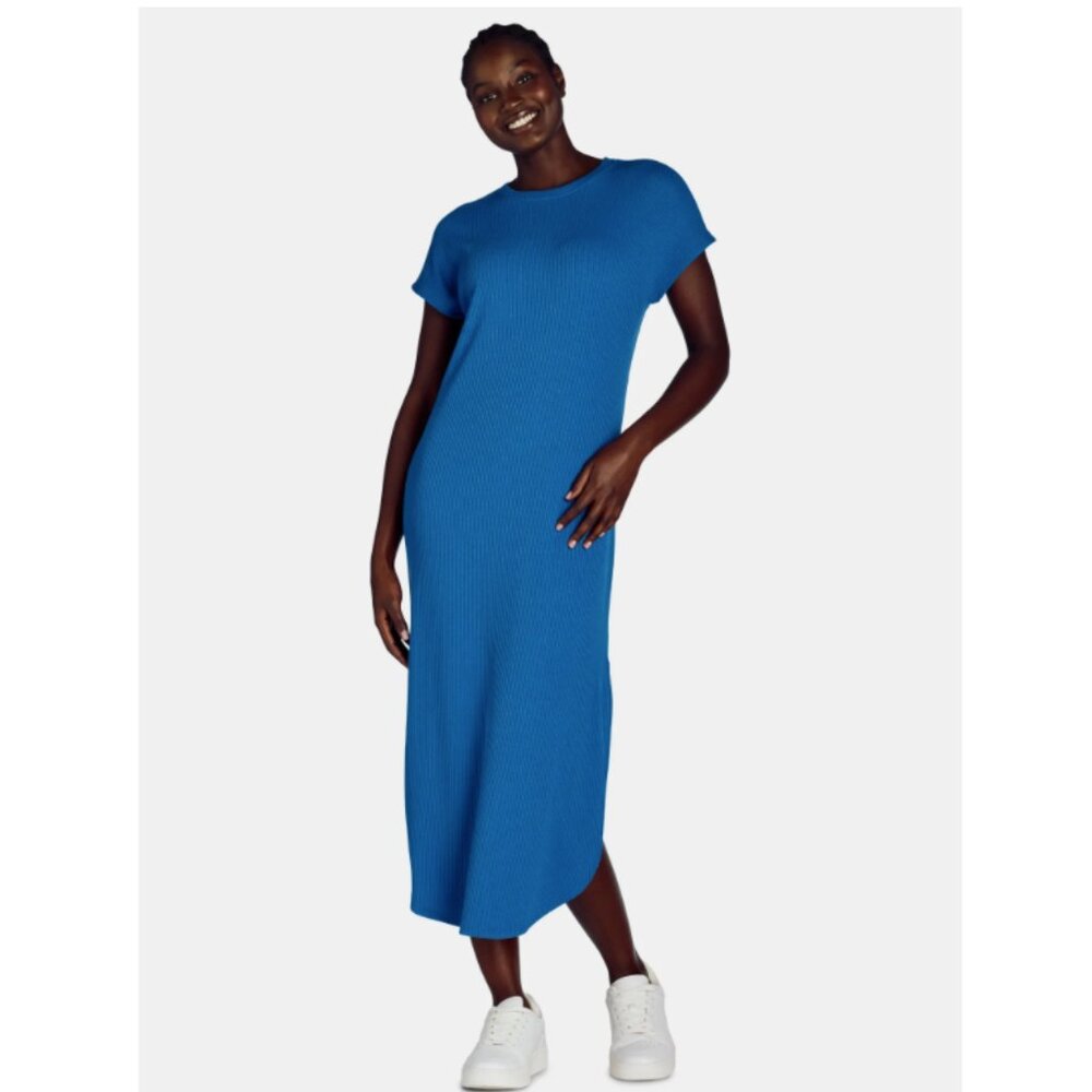 Time and Tru Women's and Women's Plus Rib Maxi Dress with Short Sleeves, Small